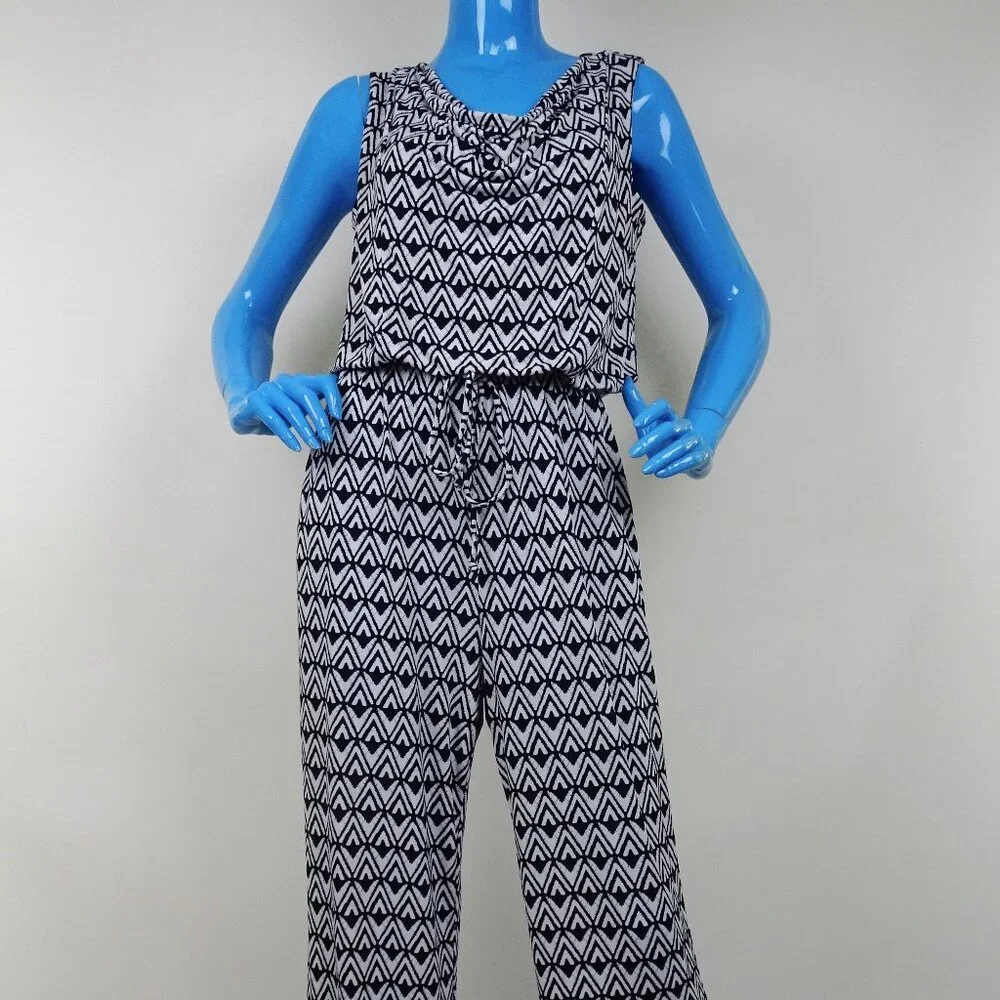 EnFocus Studio Slimming Jumpsuit 10 M Pant Romper Tribal Sleeveless Geometric - Picture 2 of 5